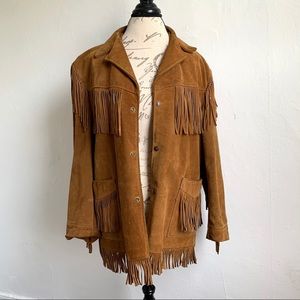 Schott MEN’s Vintage Western fringe Leather Jacket